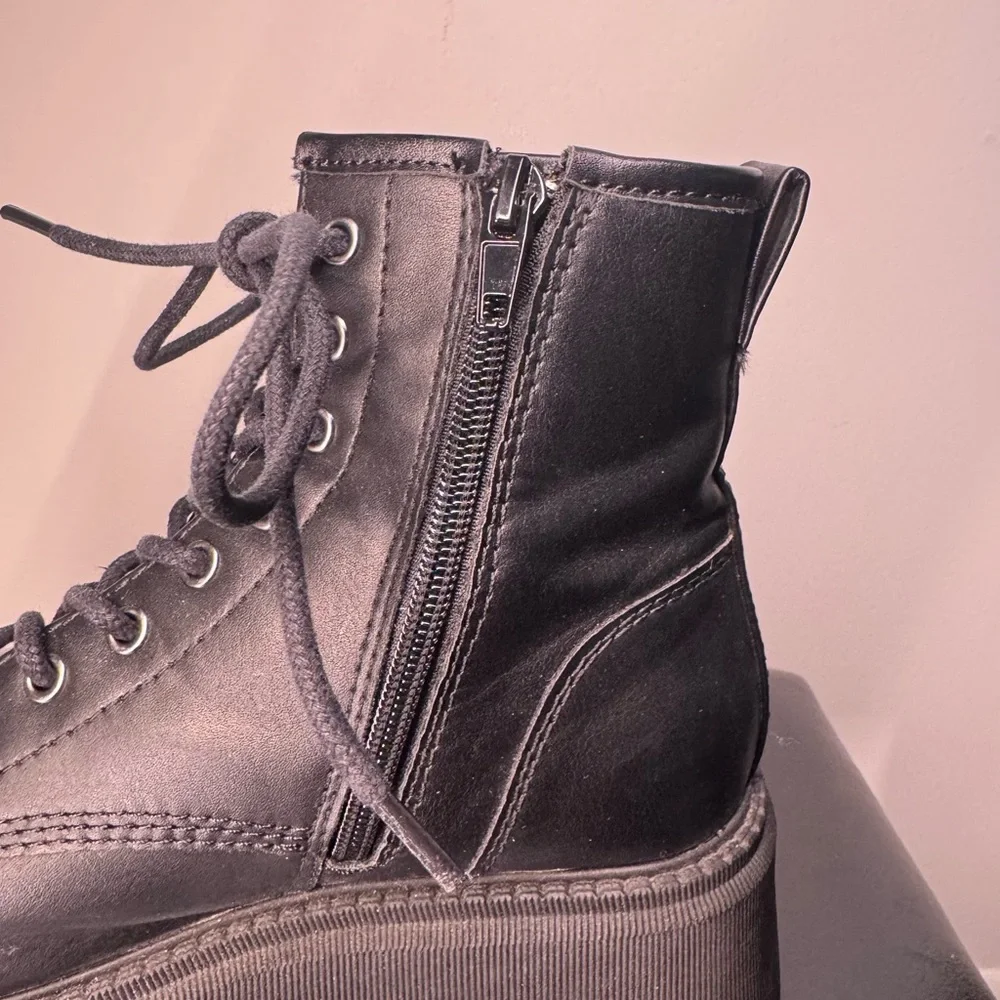 Madden Girl Black Platform Lace-Up Boots